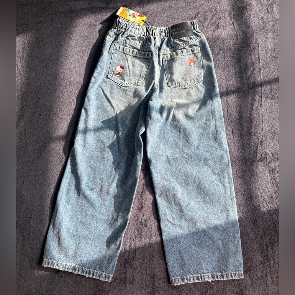 Zara Girls Hello Kitty Sanrio Print Barrel Jeans Size 9-10 Years - Picture 6 of 11